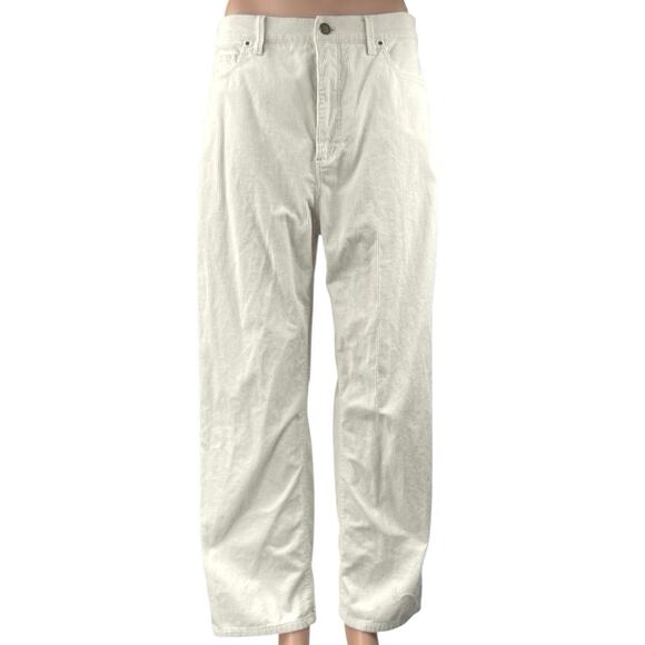 Ann Taylor Easy Straight White Corduroy High Waist Wide Leg Trousers Pants Sz 10 - Picture 1 of 5
